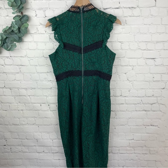 BARDOT Latoya Hunt Green Lace Sheath Midi Dress size US 8/M - Picture 3 of 11